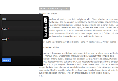 Bloger sabit açılır iletişim formu