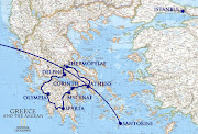 . to the airport in Athens and flew to the unreal beauty of Santorini. (map santorini)