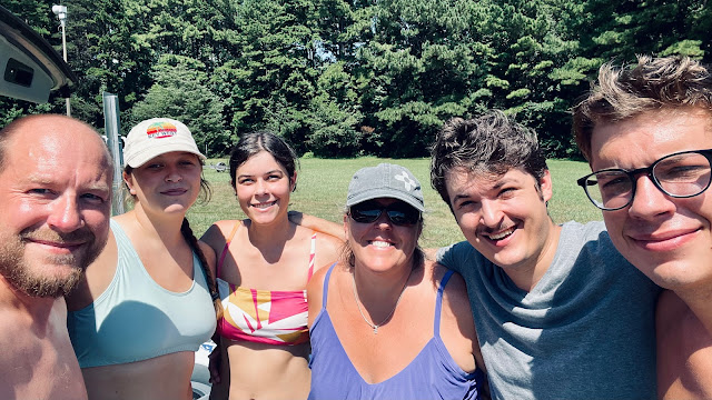 Dad, Elizabeth, You, Me, Andy, and Josh taking a family pic on the doc at the lake (probably roasting our feet).