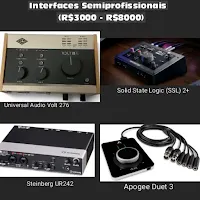 Fotos de interfaces de áudio Semiprofissionais (R$3000 - R$8000)