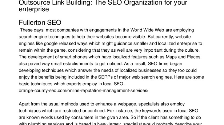 Search Engine Optimization - Outsource Link Building
