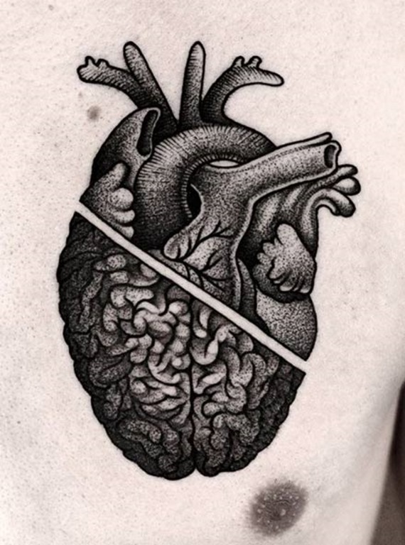 Este dotwork coração/cérebro Este dotwork coração/cérebro