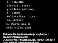 lowongan kerja teknisi serabutan mitra usaha mandiri surabaya