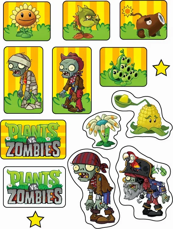 Plants vs Zombies Free Printable Cupcake Toppers and Wrappers. Oh My
