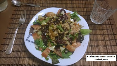 Ensalada templada con virutas de foie