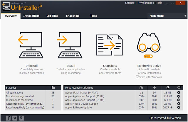 تحميل برنامج Ashampoo UnInstaller 6 للغاء وتثبيث التطبيقات والبرنامج بكل سهولة للكمبيوتر