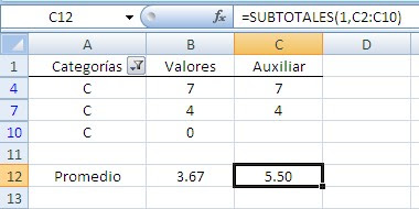 Excel promedios sin ceros