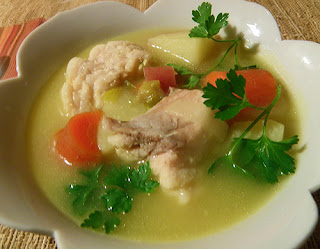 Golden Stew in bowl with Parsley Sprigs