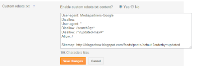 adding custom robot.txt file in blogger