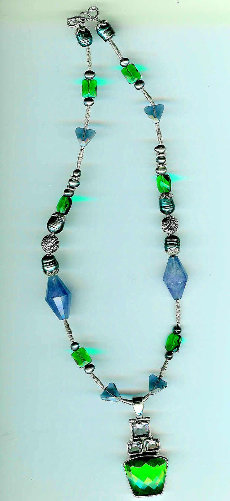 23. Green Crystal Pendant, Amethysts, Crystals and Karen Hill Thai Sterling Silver