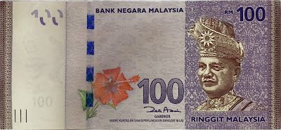 RM100 Ringgit Malaysia banknote