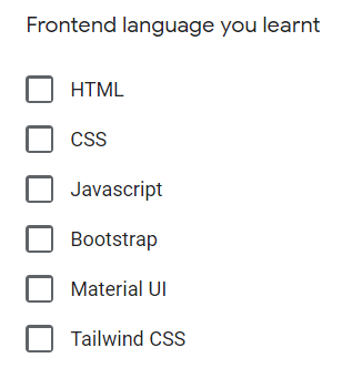 example of checkbox where you can select multiple answer