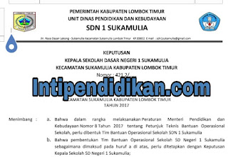  Kali ini Pendidikan Indonesia akan Membagikan teladan SK Tim BOS yang dipakai Untuk peng Pendidikan Indonesia,Contoh SK TIM MANAJEMEN DANA BOS 2017