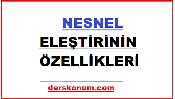 NESNEL ELEŞTİRİNİN ÖZELLİKLERİ