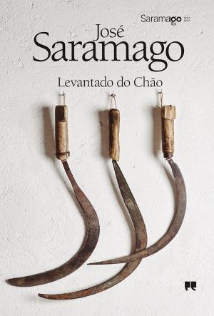 A capa do livro "Levantado do Chão" de José Saramago, publicado pela Porto Editora, apresenta uma imagem simples e simbólica: três enxadas dispostas em um fundo branco. As enxadas representam o trabalho árduo e a luta diária dos camponeses retratados na história, enquanto o fundo branco transmite a sensação de simplicidade e pureza. O título e o nome do autor em letras pretas destacam-se sobriamente no centro da imagem, criando um contraste elegante e chamando a atenção do leitor para a obra de Saramago. Essa capa minimalista e significativa reflete a profundidade e a relevância da narrativa contida no livro.