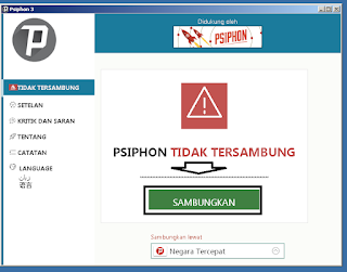 tekan sambungkan di Psiphon