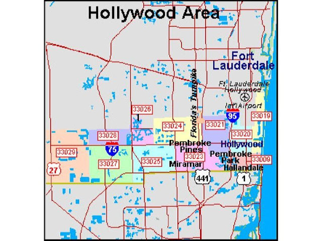 hollywood florida zip code map