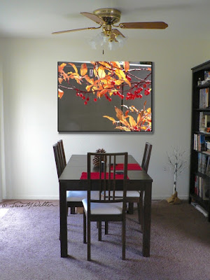 Our dining room and wall with photo insert, imagining the painting possibilities.