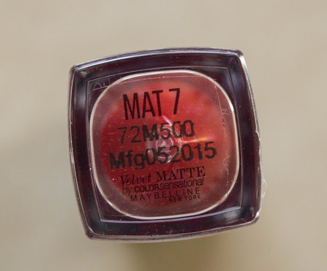 Maybelline VELVET MATTE lipstick in MAT7 Review , Swatch,photos