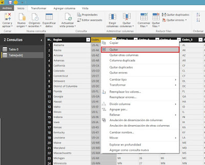 eliminar columna Power BI