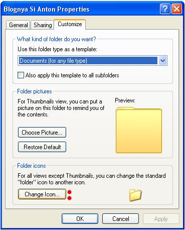 cara mengubah gambar ikon folder