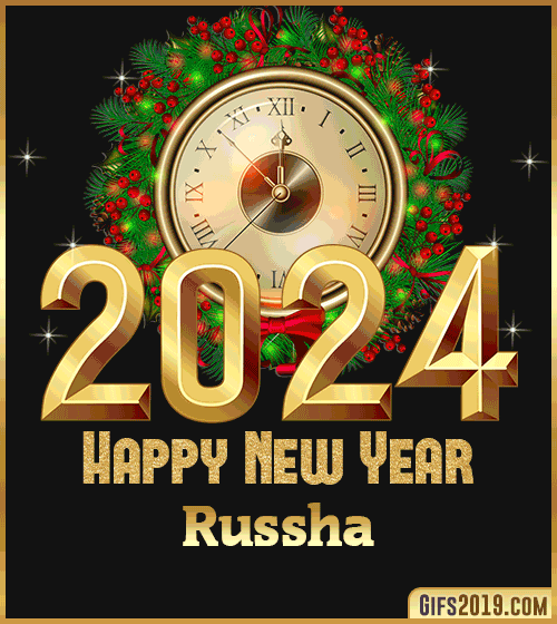 Gif wishes Happy New Year 2024 Russha