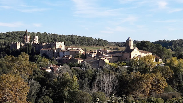 Prenafeta a Santes Creus GR-175 Ruta del Cister, camí de les Planes al Pont, sobre el Monestir de Santes Creus