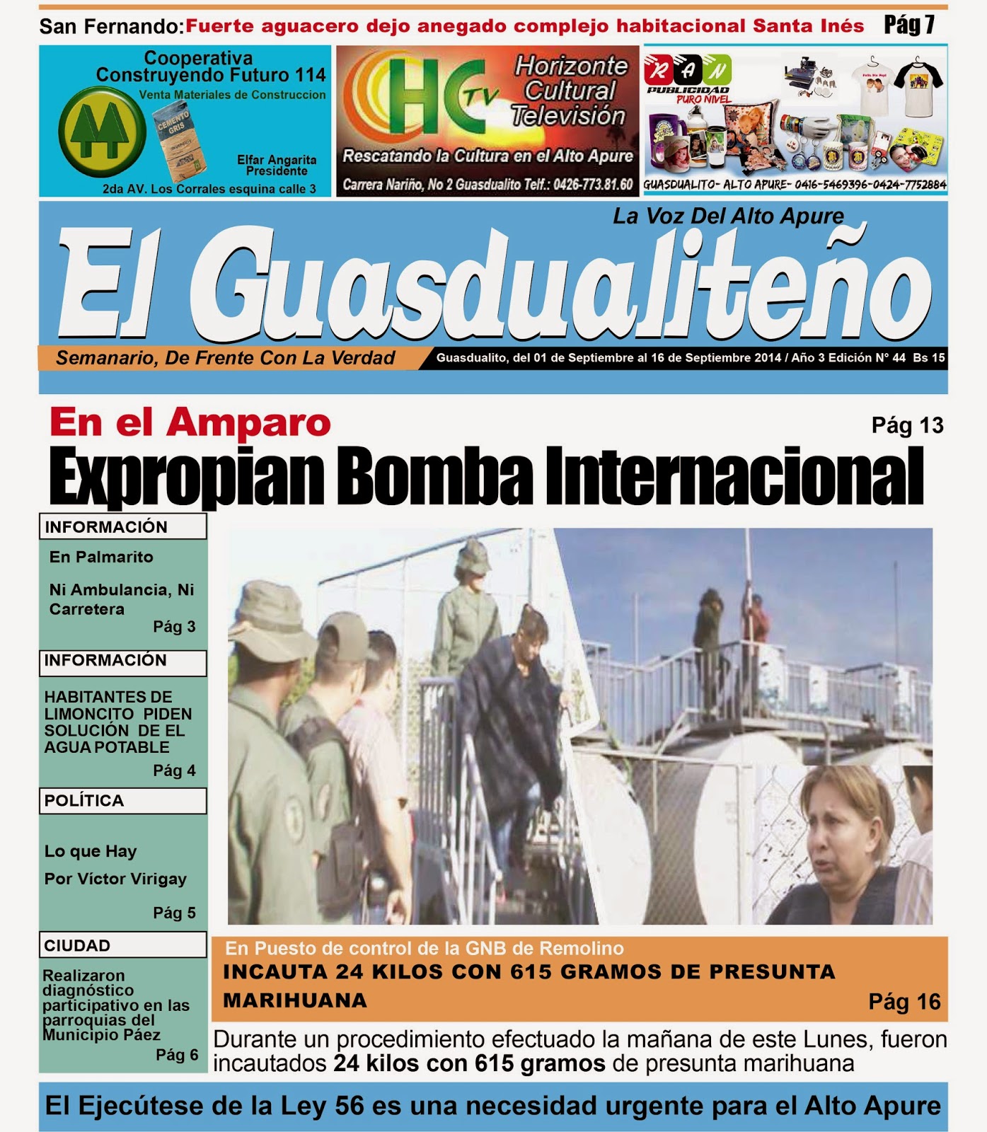 Portada del Semanario El Guasdualiteño N.  44