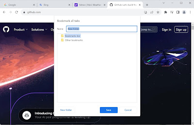 Bookmark All Tabs Dialog in Google Chrome