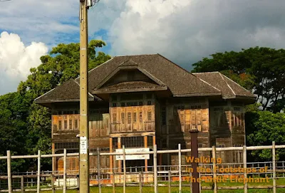 Teak wooden Colonial style house in Phayao, Thailand