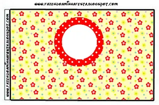 Red Flowers in Yellow Free Printable Labels.