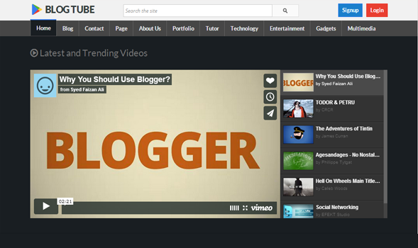 BlogTube Video Blogger Theme