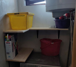 Shelves in the wash room