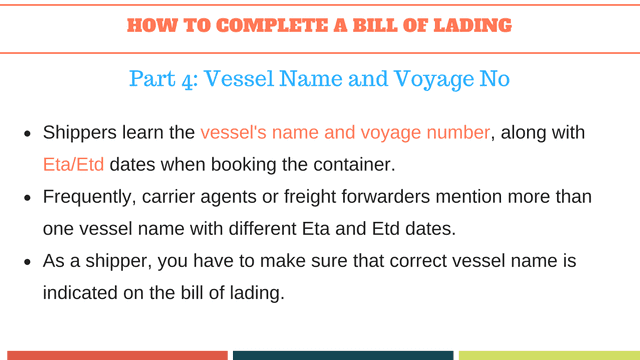 How to complete a bill of lading | Vessel Name