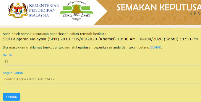 Semakan Keputusan SPM 2019 Secara Online dan SMS