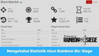 Cara Mengetahui Statistik Akun Rainbow Six Siege