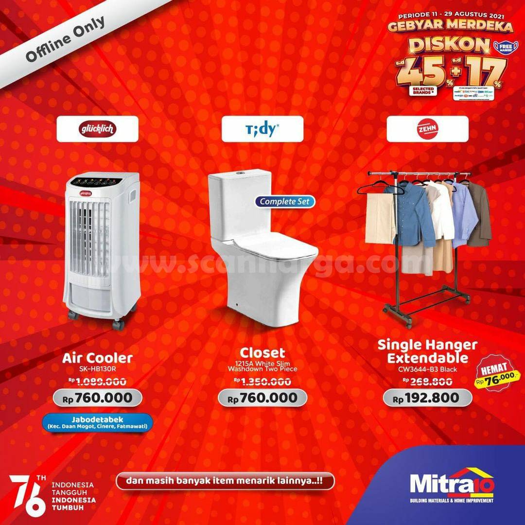 Promo MITRA 10 GEBYAR MERDEKA DISKON 45% + 17% 2