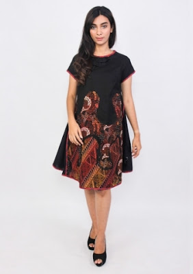 Contoh dress batik pekalongan kombinasi