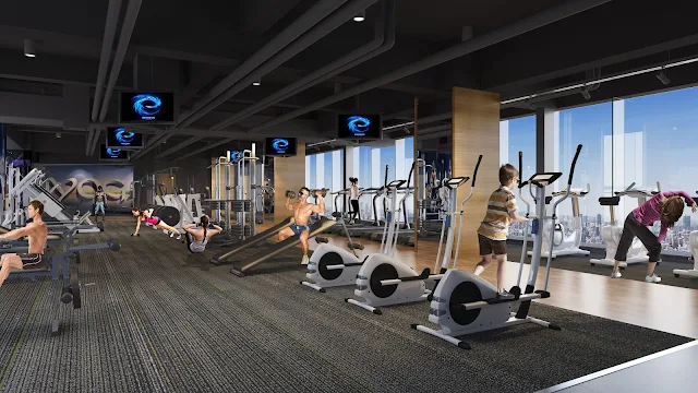 Phòng tập gym với máy móc, thiết bị tân tiến