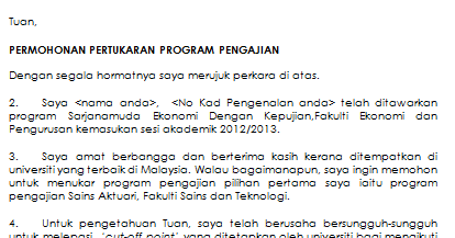 Surat Rayuan Pertukaran Tarikh - Selangor i