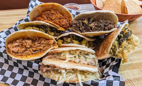 A plate of eight gorditas