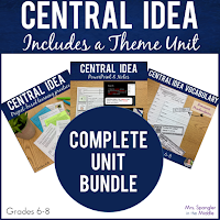 Everything you need to teach Central Idea and Theme is in this Bundle: Vocabulary worksheet, word wall cards, vocabulary practice, PowerPoint, Pixanotes® (interactive picture notes) both paper AND digital, task cards to practice, a quiz, reteaching materials, and enrichment materials.