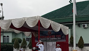 Peringati HUT TNI KE-77    Kakimal Lampung Jadi Inspektur Upacara di Lapangangan Makodim  Lampura