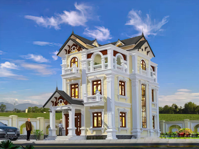 Thiết kế biệt thự tân cổ điển với mặt tiền 7m tại Hà Nội