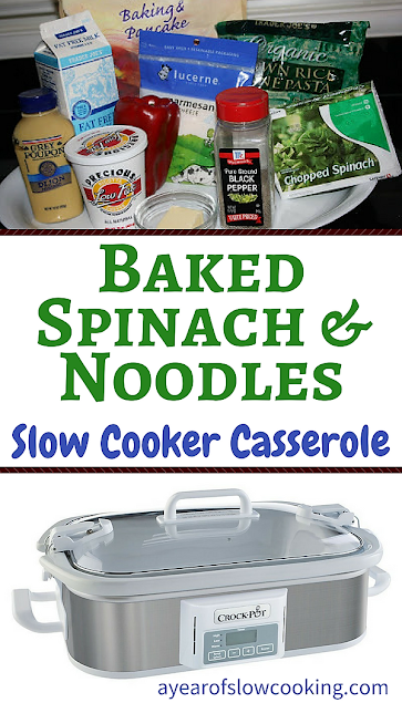 Using your crockpot to make casseroles is wonderful! This baked spinach and noodle ziti recipe tastes like spinach alfredo but it made in one pot easily at home. Delicious and easy and now I want one of these new casserole crockpots!