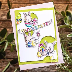 Sunny Studio Stamps: Staggered Circles Dies Chubby Bunny Happy Easter Card by Eloise Blue