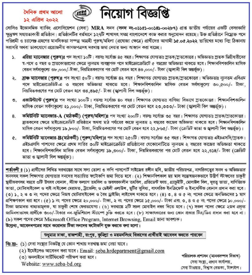 সোসিও ইকোনমিক ব্যাংকিং এসোসিয়েশন নিয়োগ বিজ্ঞপ্তি ২০২২