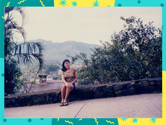 Souvenir photo of my wife with Cordilleras mountain ranges as backdraft