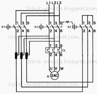 Diagram daya pengasutan motor dengan auto trafo