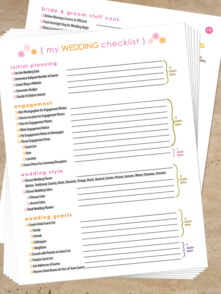 Plan Wedding Checklist